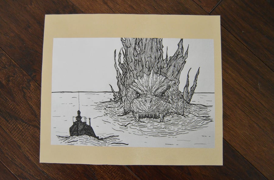 Image of Godzilla print