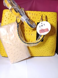 Image 4 of Faux Ostrich Satchel Bag