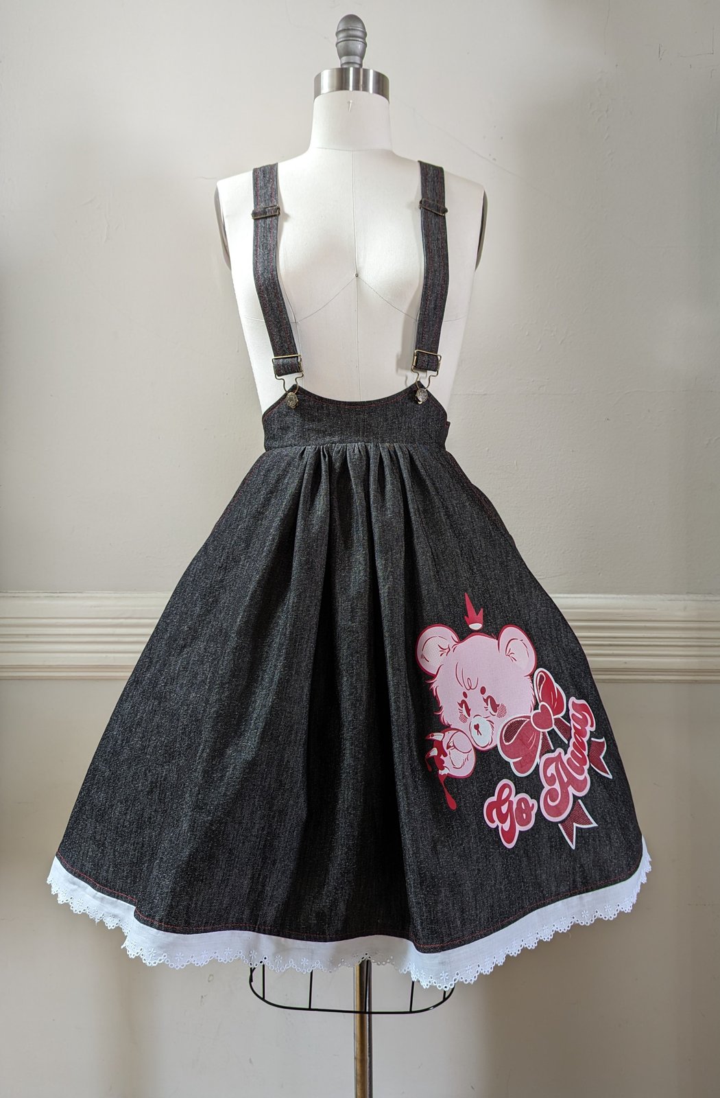 Sudi x TBR: Go Away! Denim Suspender Skirt | theblackribbon