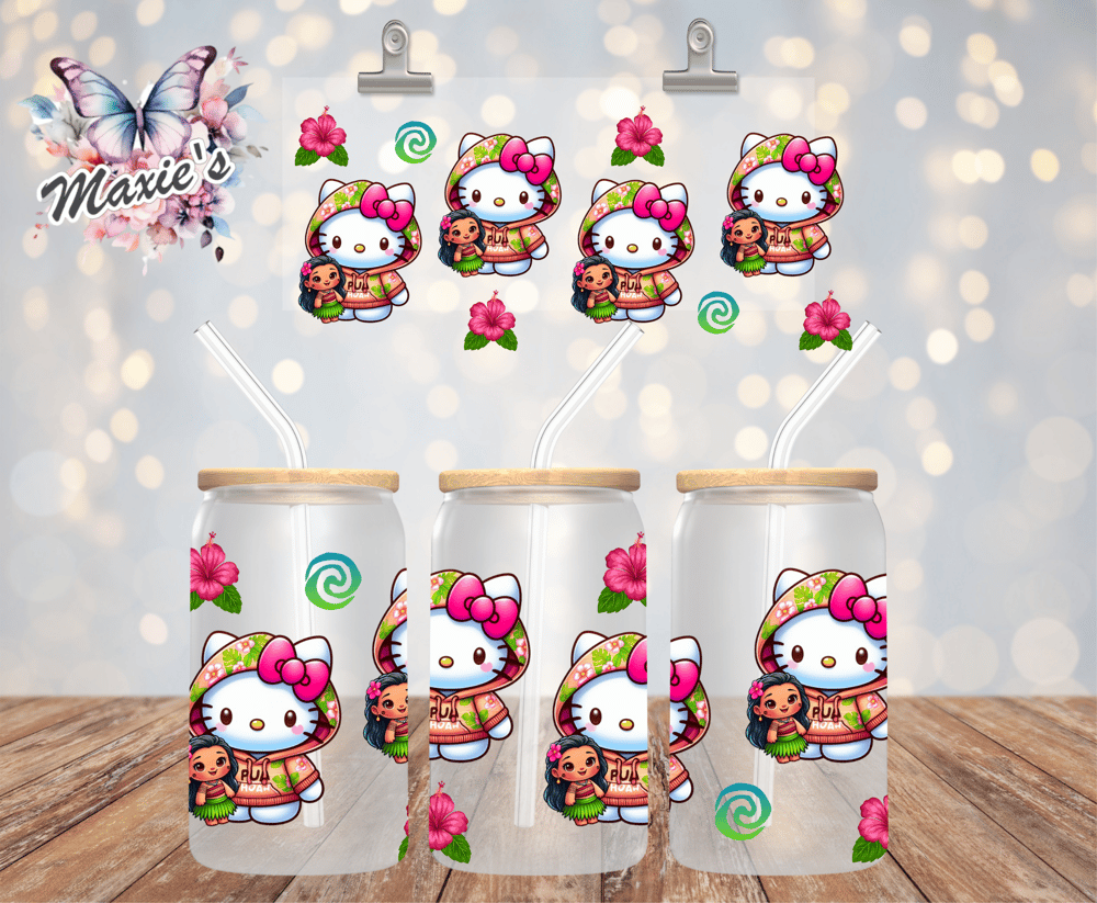 Image of Moana Kitty Graphic Design 16oz. UVDTF Cup Wrap 