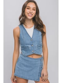 Image 1 of Denim Buttoned Vest Top