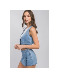 Image 2 of Denim Buttoned Vest Top