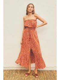 Image 1 of Paisley Floral Strapless Beach Dress