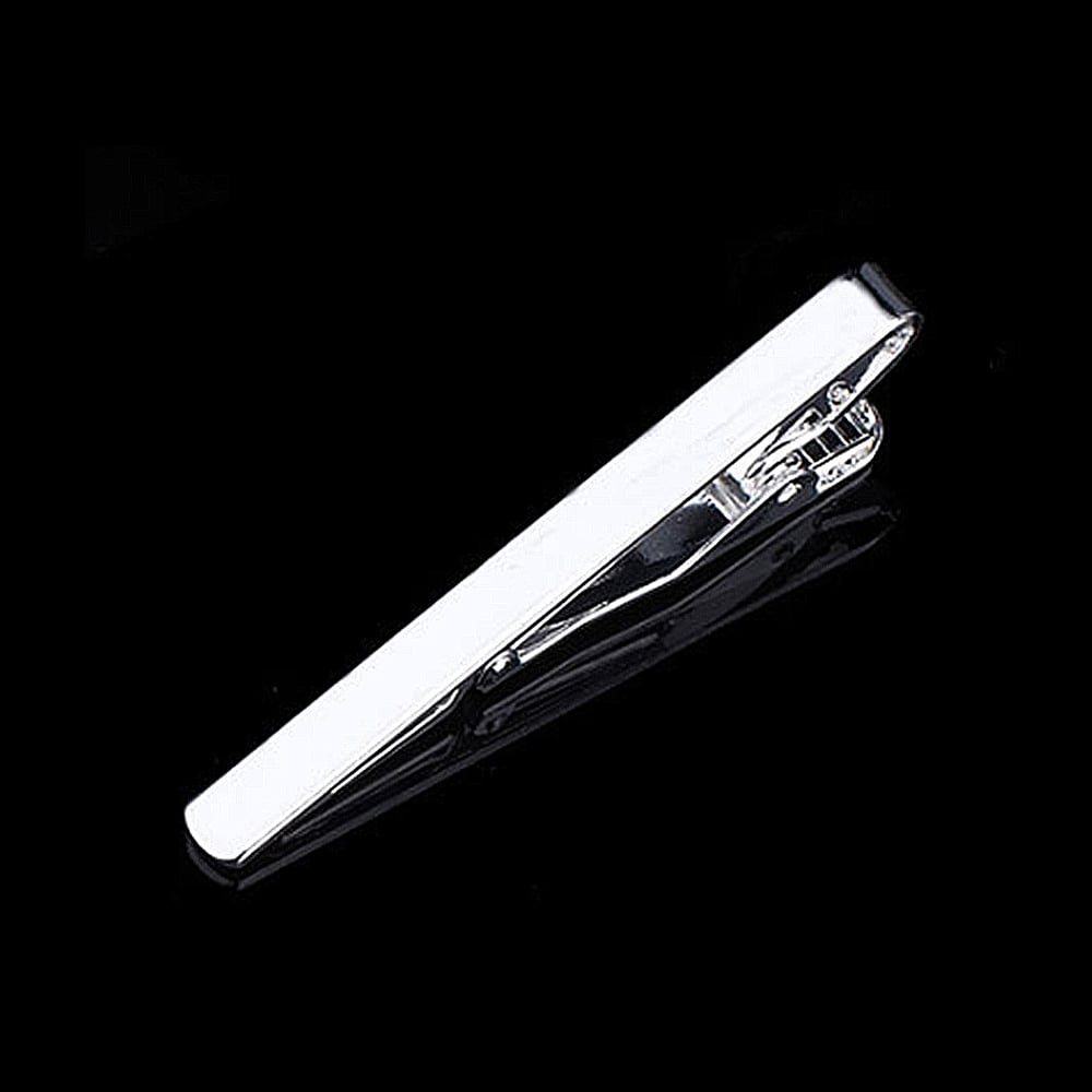 Image of Steel Silver color Tie Clip Bar Brooch Clasp Slim Collar Neck Tie Pin Engravable