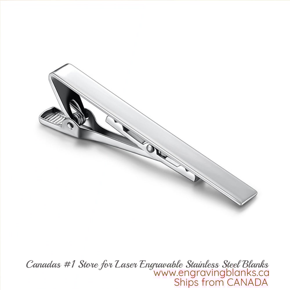 Image of Steel Silver color Tie Clip Bar Brooch Clasp Slim Collar Neck Tie Pin Engravable