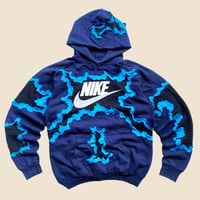 Image 1 of REWORKED NIKE SPELL OUT CRACKED NAVY HOODIE SIZE M 