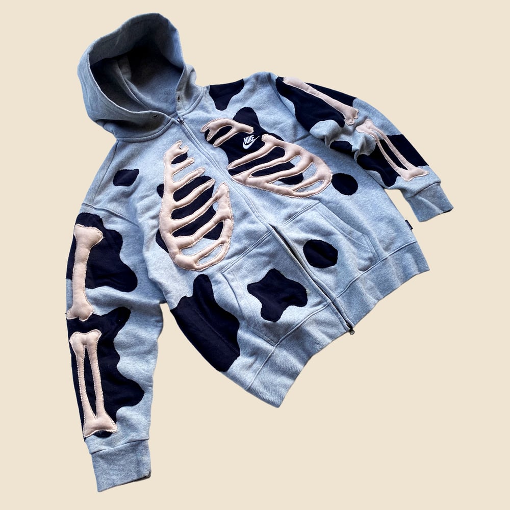 REWORKED NIKE FLOW 3D PUFF SKELETON GREY HOODIE SIZE XL