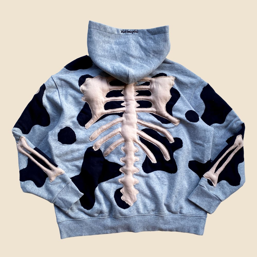 REWORKED NIKE FLOW 3D PUFF SKELETON GREY HOODIE SIZE XL