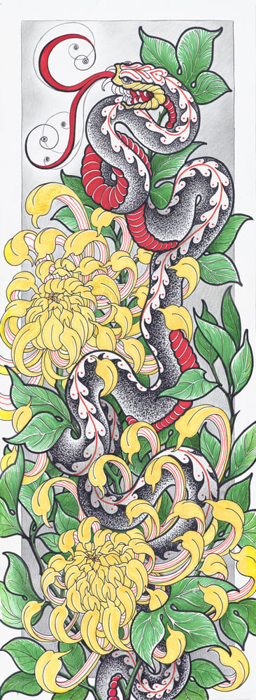 Image of SERPENT IN YELLOW FLOWERS