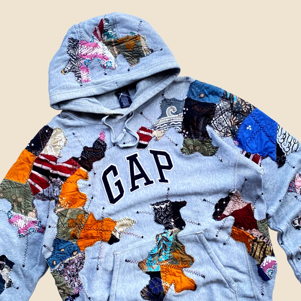 REWORKED GAP BATIK PATCHWORK HOODIE MEDIUM