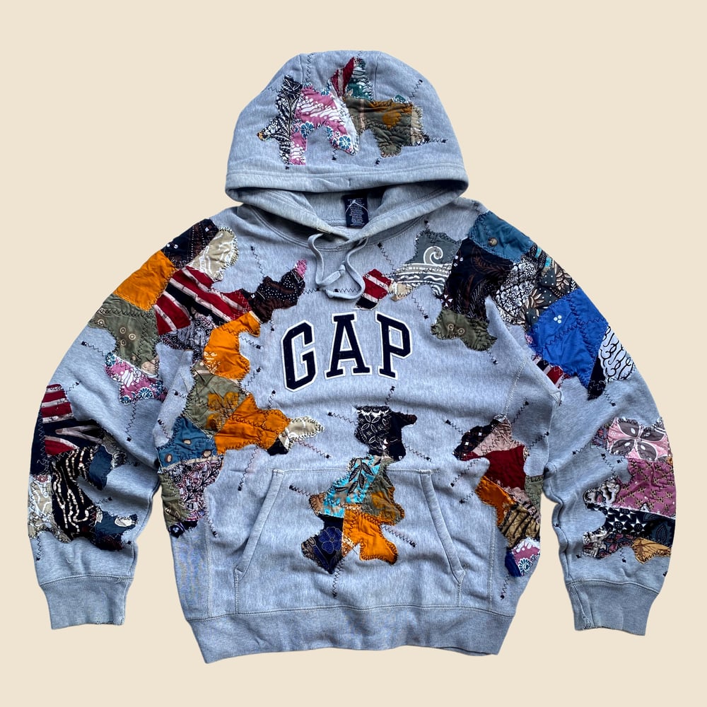 REWORKED GAP BATIK PATCHWORK HOODIE MEDIUM