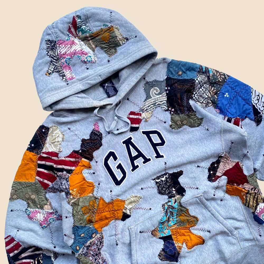 REWORKED GAP BATIK PATCHWORK HOODIE MEDIUM