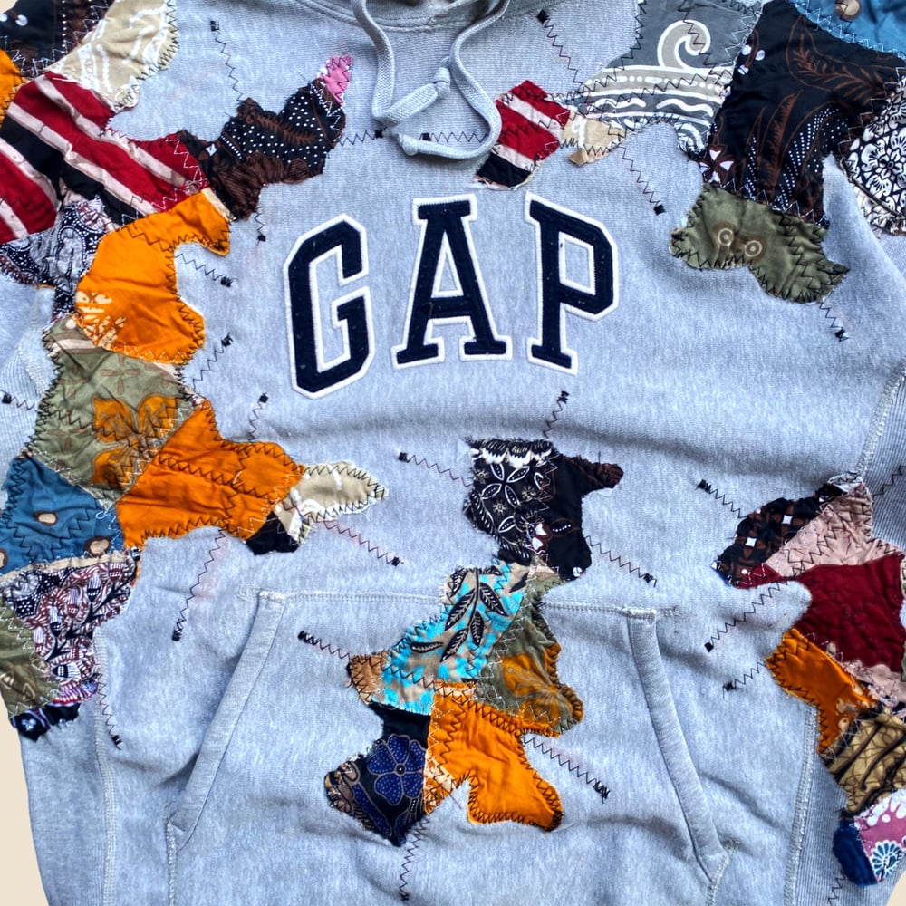 REWORKED GAP BATIK PATCHWORK HOODIE MEDIUM