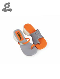 Image 1 of Orange/ Grey Asymmetric Split-toe Sandal