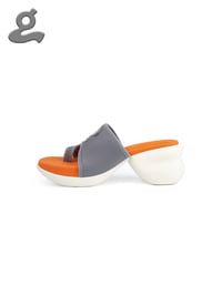 Image 3 of Orange/ Grey Asymmetric Split-toe Sandal