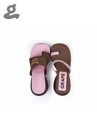 Image 2 of Pink/Brown Asymmetric Split-toe Sandal