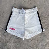 Image 1 of Classic - Girls white Black stripe contrast stitch 100% cotton board short