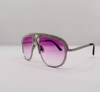 Image 1 of Embellished Oval Lilac Tint Sunglasses 