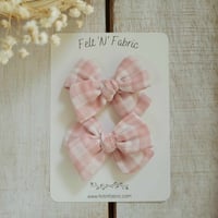 Image 1 of Pink & Stone Gingham Bow 