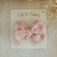 Image 2 of Pink & Stone Gingham Bow 