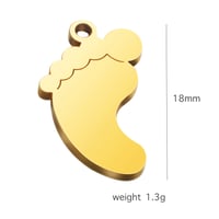 Image 2 of Gold color Feet Charms for DIY Jewelry Necklace Pendant Laser Engraving - 25 Pieces in Lot