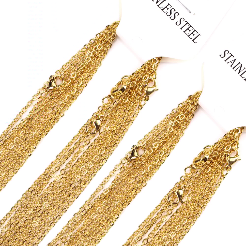 Image of 20 Pcs/Lot GOLD COLOR Stainless Steel Chains O Shape Rolo Link Necklace For Pendant DIY Jewelry