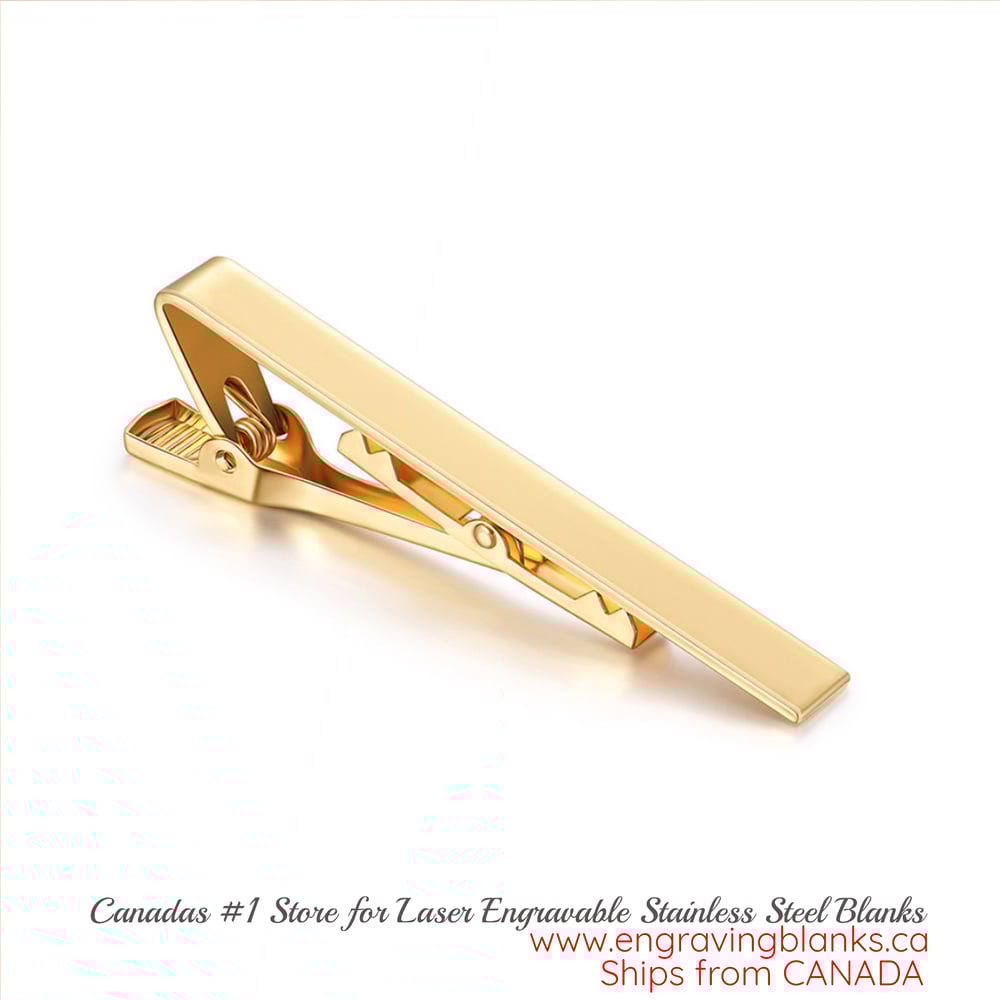 Image of GOLD color Tie Clip STEEL Bar Brooch Clasp Slim Collar Neck Tie Pin Engravable