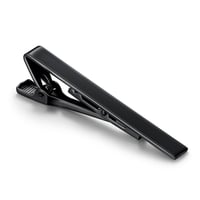 Engravable Steel Black Tie Clip Bar Brooch Clasp Slim Collar Neck Tie Pin Engravable -5 Pack