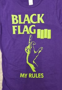 Image 2 of Black Flag My Rules purple ladies tee