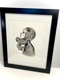 Image 1 of Original Anatomy Girl Painting, Framed 9” x 12”
