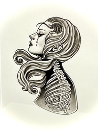 Image 2 of Original Anatomy Girl Painting, Framed 9” x 12”