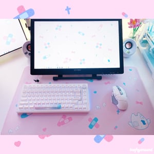 pink patient cat desk pad