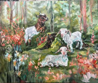 Image 1 of Long Jump – Cute baby goats painting on canvas