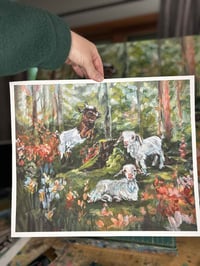 Image 1 of PRINT of "Long Jump", cute goats painting