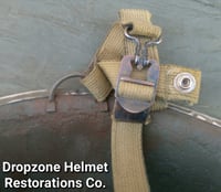 Image 17 of WWII M2 Dbale 509th PIB Front Seam Helmet and Replica Airborne Hawley rayon liner.