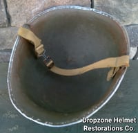 Image 11 of WWII M2 Dbale 509th PIB Front Seam Helmet and Replica Airborne Hawley rayon liner.