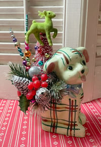 Sweet Vintage Plaid Dog Christmas Decoration