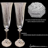 Image 2 of Heart Champagne Flutes with Swarovski Crystals - Intertwined