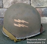 Image 2 of WWII M2 D-bale 82nd Airborne 508th PIR Helmet Captain Front Seam Westinghouse Paratrooper Liner.