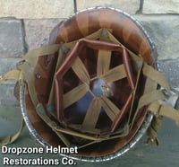 Image 16 of WWII M2 D-bale 82nd Airborne 508th PIR Helmet Captain Front Seam Westinghouse Paratrooper Liner.
