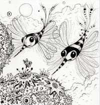 Image 2 of ORIGINAL PEN DRAWING •  The Original freehand Sketch for "MEGAFLORA" 
