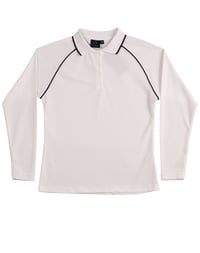 Image 1 of Women's Long Sleeve White Polo (price before tax)