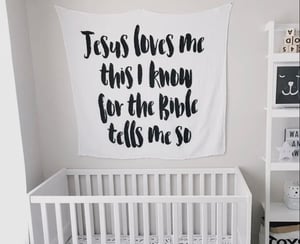 Image of Organic Swaddle Blanket-Jesus Loves Me