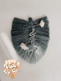 Image 1 of Graphite Ombre Feather Macrame Headband with Snake Charm
