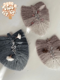 Image 3 of Graphite Ombre Feather Macrame Headband with Snake Charm