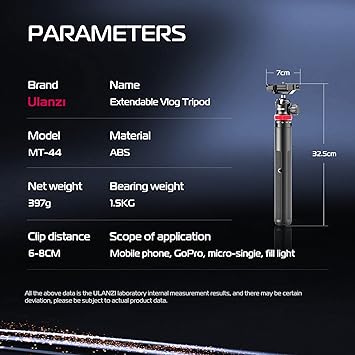Tripod, 59" Selfie Stick Phone Vlog Tripod Stand with 2 in 1 Phone Clip, 360° Ball Head Camera