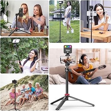 Tripod, 59" Selfie Stick Phone Vlog Tripod Stand with 2 in 1 Phone Clip, 360° Ball Head Camera
