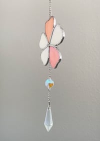 Image 2 of Flower Stained Glass Suncatcher – Iridescent Pink