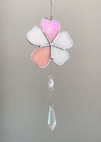 Image 1 of Flower Stained Glass Suncatcher – Iridescent Pink