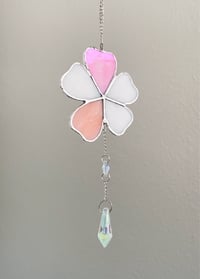 Image 3 of Flower Stained Glass Suncatcher – Iridescent Pink